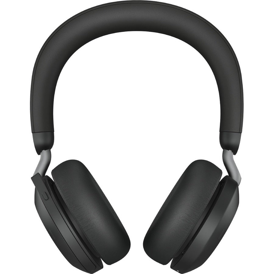 Front Image for Jabra Evolve2 75 Wireless On-ear Stereo Headset - USB-A - Unified Communication - With Charging Stand - Black - Binaural - Ear-cup - 3000 cm - Bluetooth - 20 Hz to 20 kHz - MEMS Technology Microphone - Noise Cancelling