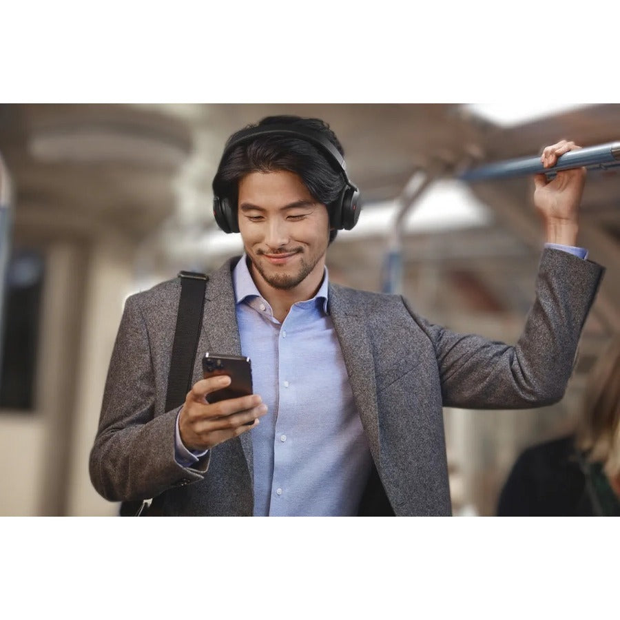 Alternate-Image9 Image for Jabra Evolve2 75 Wireless On-ear Stereo Headset - USB-C - For MS Teams - With Charging Stand - Black - Binaural - Ear-cup - 3000 cm - Bluetooth - 20 Hz to 20 kHz - MEMS Technology Microphone - Noise Cancelling