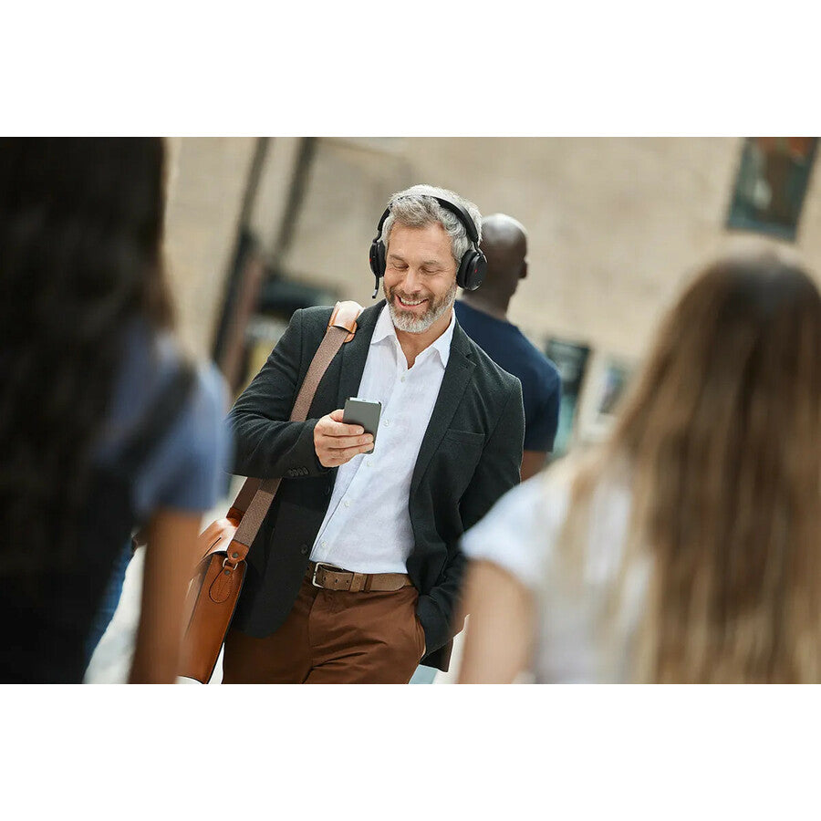 Life-Style Image for Jabra Evolve2 75 Wireless On-ear Stereo Headset - USB-C - For MS Teams - Black - Binaural - Ear-cup - 3000 cm - Bluetooth - 20 Hz to 20 kHz - MEMS Technology Microphone - Noise Cancelling