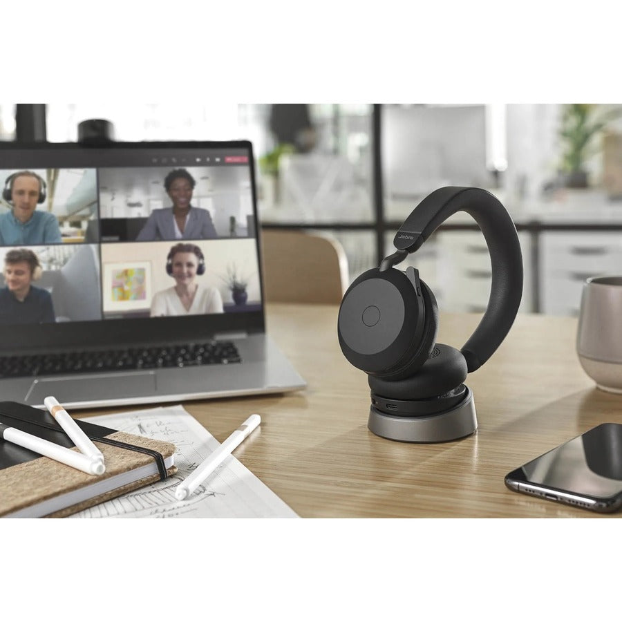 Alternate-Image7 Image for Jabra Evolve2 75 Wireless On-ear Stereo Headset - USB-C - For MS Teams - Black - Binaural - Ear-cup - 3000 cm - Bluetooth - 20 Hz to 20 kHz - MEMS Technology Microphone - Noise Cancelling