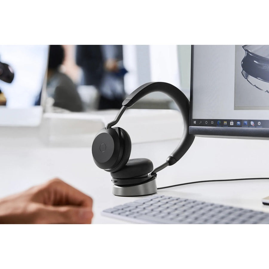 Alternate-Image10 Image for Jabra Evolve2 75 Wireless On-ear Stereo Headset - USB-A - For MS Teams - Black - Binaural - Ear-cup - 3000 cm - Bluetooth - 20 Hz to 20 kHz - MEMS Technology Microphone - Noise Cancelling