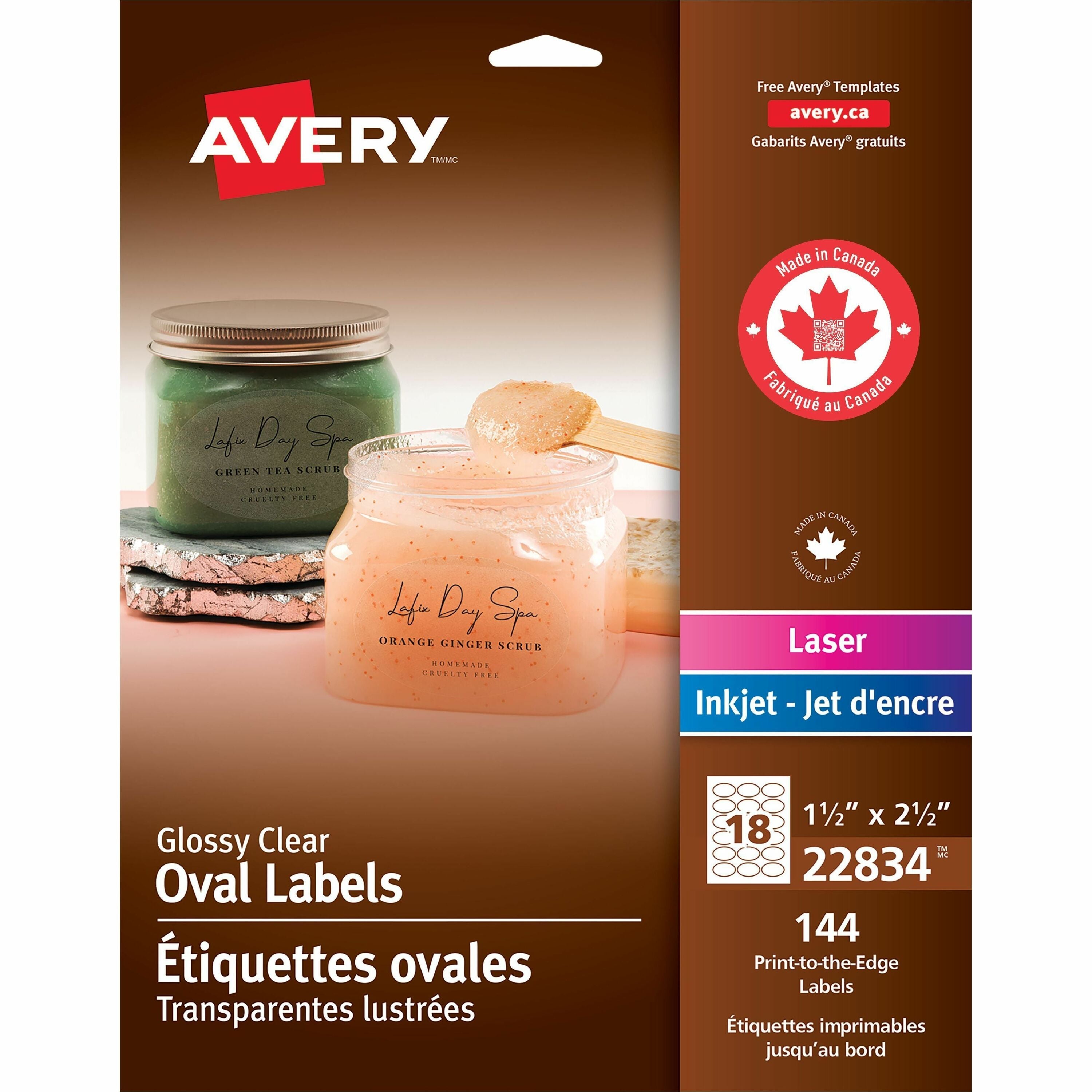 Glossy Clear Oval Labels 1-1/2" x 2-1/2" , Permanent Adhesive, for Laser and Inkjet Printers