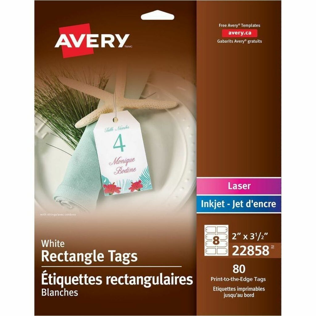 Avery Printable Rectangle Tags with Strings 2" x 3-1/2" , for Laser and Inkjet Printers