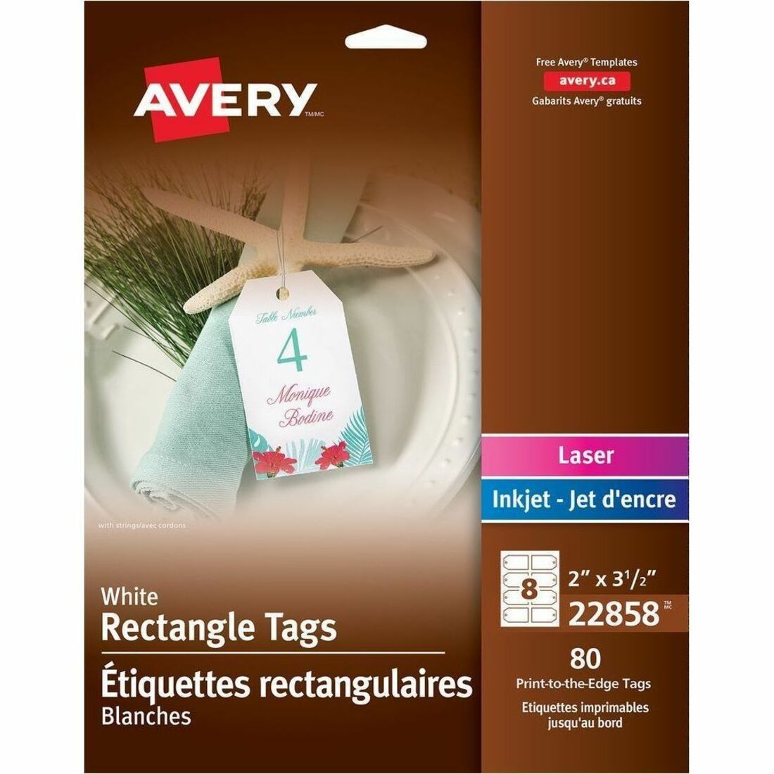 Avery Printable Rectangle Tags with Strings 2" x 3-1/2" , for Laser and Inkjet Printers