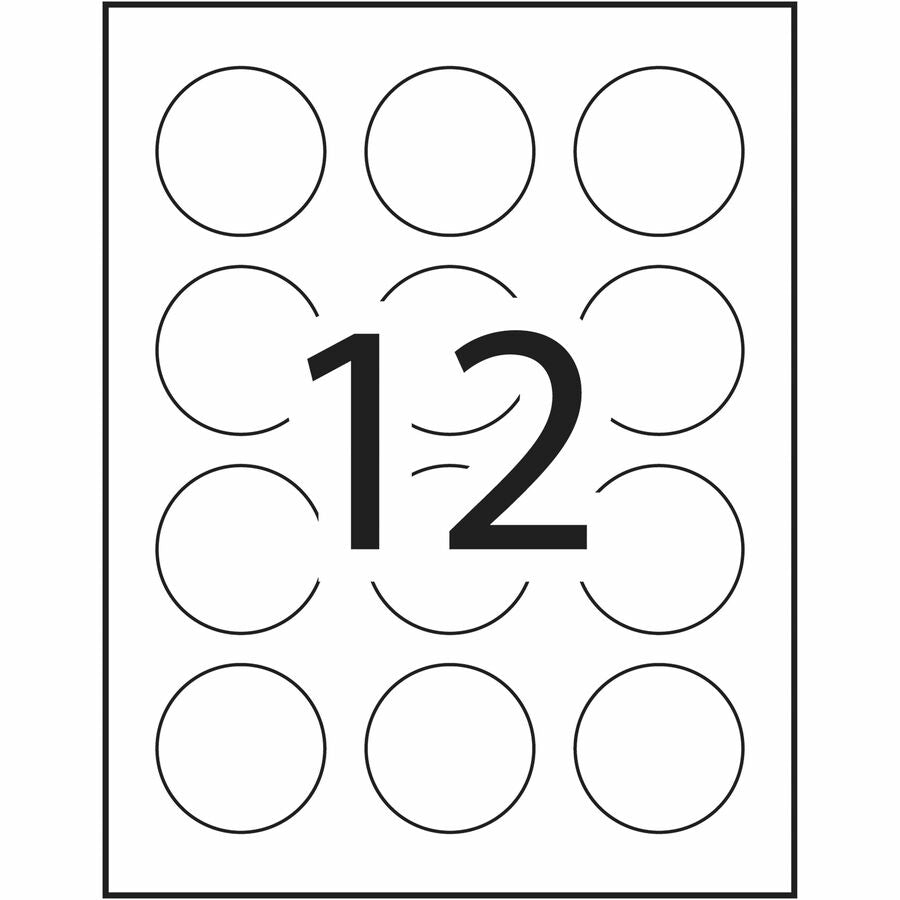 Avery Glossy White Round Soap and Candle Labels 2" Diameter, Permanent Adhesive, for Laser Printers - 22840