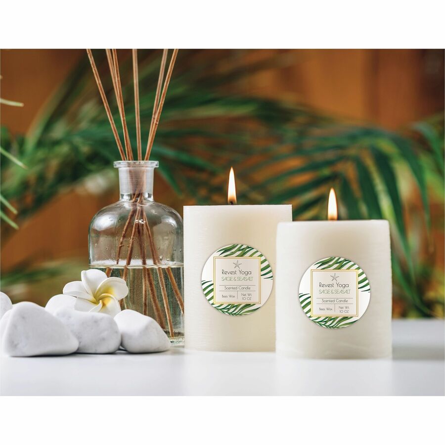 Avery Glossy White Round Soap and Candle Labels 2" Diameter, Permanent Adhesive, for Laser Printers - 22840