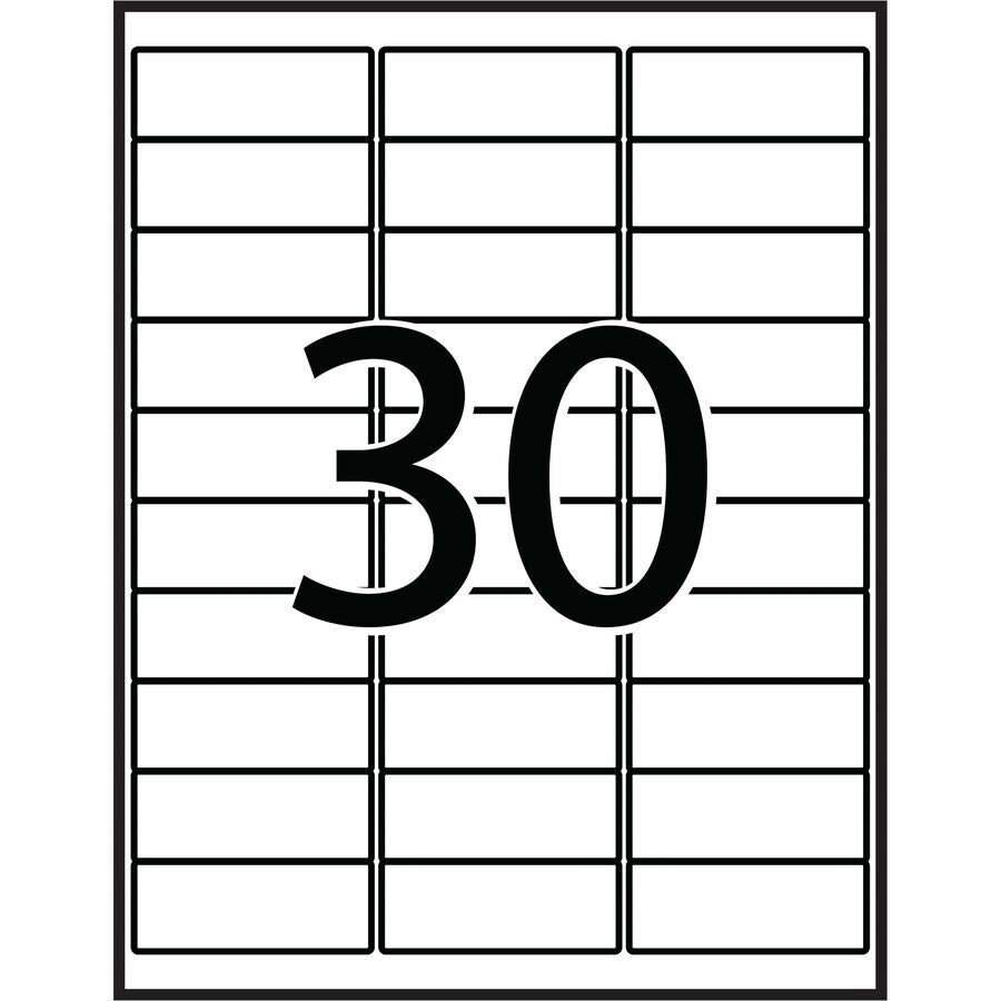 Avery Rectangle Waterproof Labels 1" x 2-5/8" , Permanent Adhesive, for Laser Printers - 35520