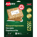 Avery Rectangle Waterproof Labels 2" x 4" , Permanent Adhesive, for Laser Printers