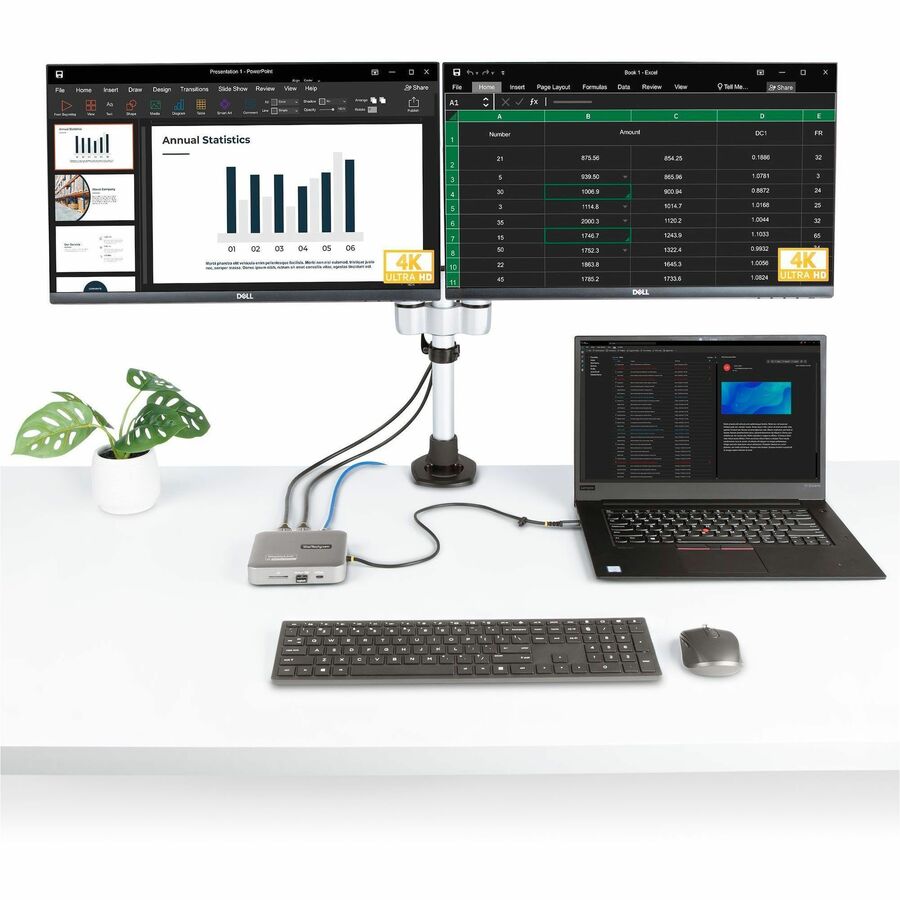 Alternate-Image7 Image for StarTech.com USB C Docking Station, Dual 4K 60Hz HDMI, compatible with MacBook Pro (M1/M2/M3/M4) and Windows, 10Gbps USB Hub, GbE, 100W PD