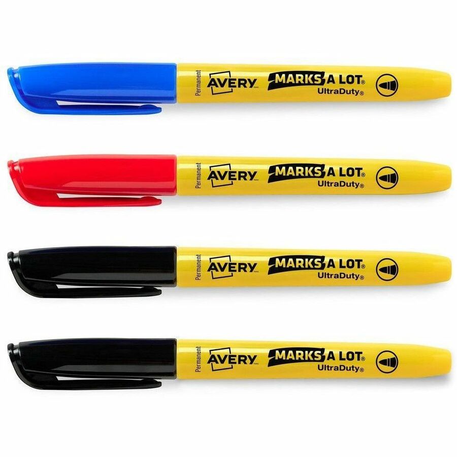 Avery Marks A Lot&reg; UltraDuty&reg; Markers Bullet Tip, Assorted Colours, Pack of 4 - 29848