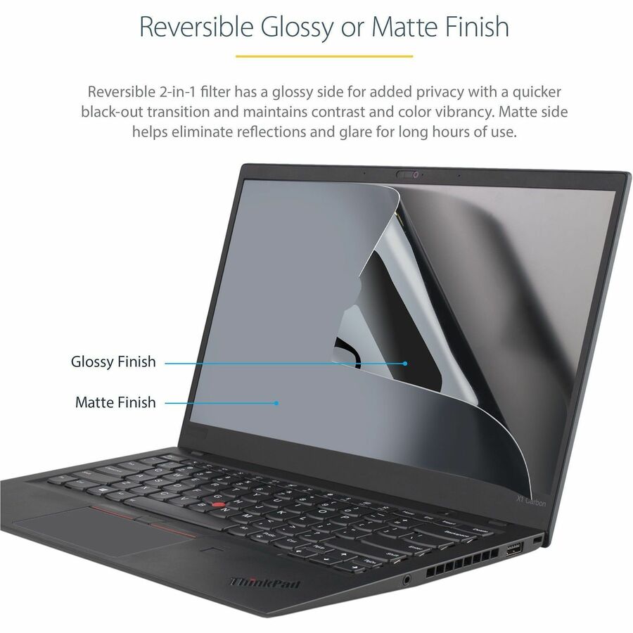 Alternate-Image2 Image for StarTech.com 14in Laptop Privacy Screen For 16:9 Displays, Anti-Glare Privacy Filter with 51% Blue Light Reduction, Matte/Glossy