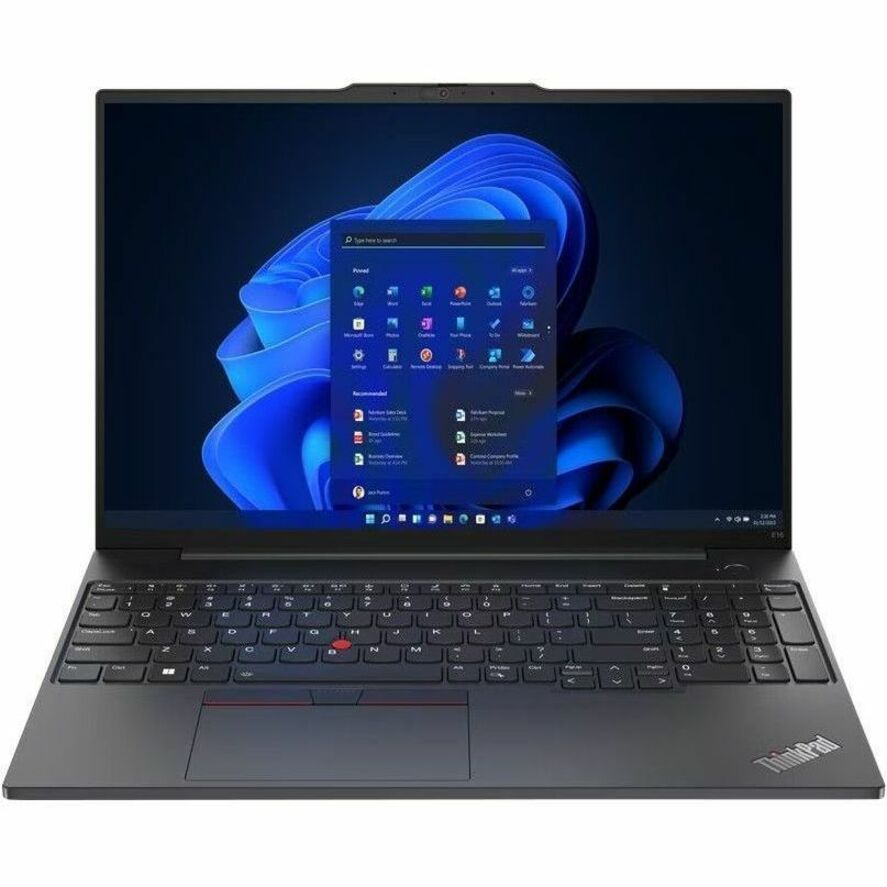 Front Image for Lenovo ThinkPad E16 Gen 1 21JN003XUS 16" Touchscreen Notebook - WUXGA - Intel Core i7 13th Gen i7-1355U - 16 GB - 512 GB SSD - English Keyboard - Graphite Black