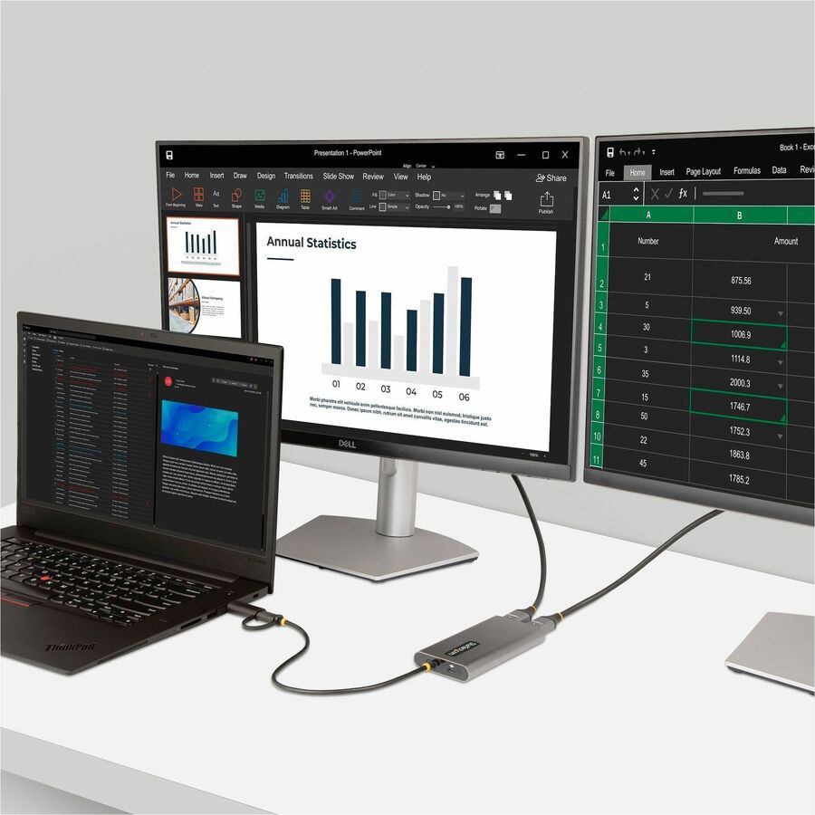 Alternate-Image6 Image for StarTech.com USB-C to Dual-HDMI Adapter, USB-C/A to 2x HDMI, 4K 60Hz, 100W PD Passthrough, 1ft/30cm Cable, USB to HDMI Converter, TAA