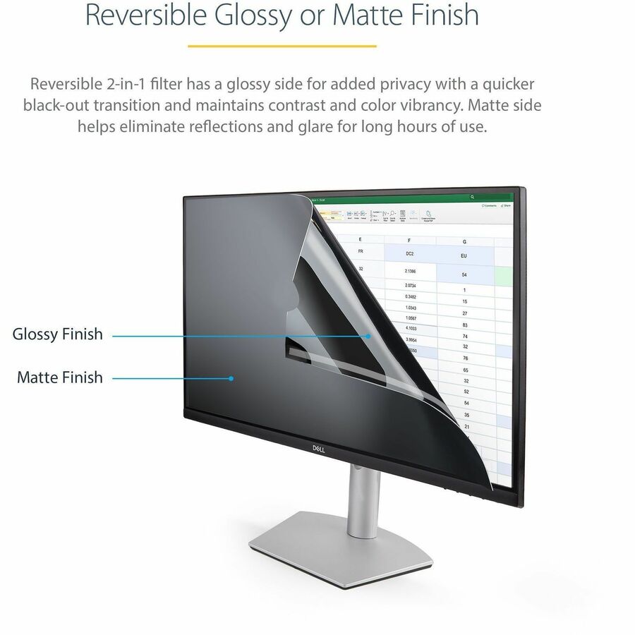 Alternate-Image2 Image for StarTech.com 28-inch 16:9 Computer Monitor Privacy Filter, Anti-Glare Privacy Screen w/51% Blue Light Reduction, +/- 30 deg. View Angle