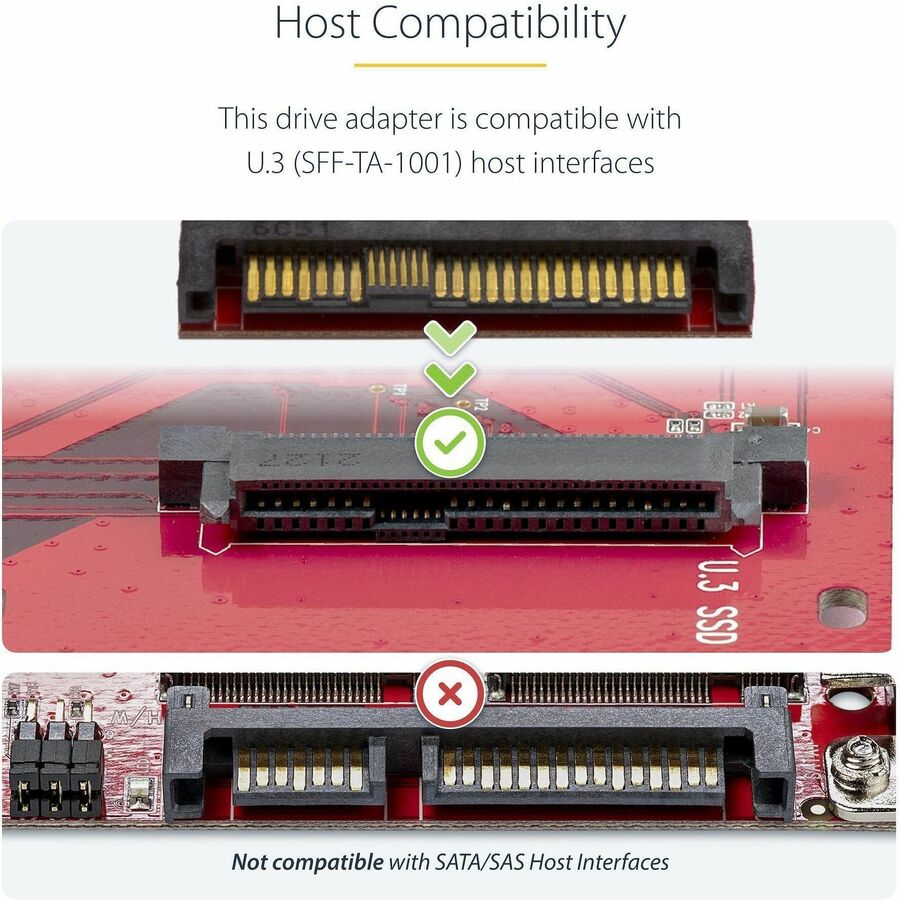 Alternate-Image2 Image for StarTech.com M.2 to U.3 Adapter, For M.2 NVMe SSDs, PCIe M.2 Drive to 2.5inch U.3 (SFF-TA-1001) Host Adapter/Converter, TAA Compliant