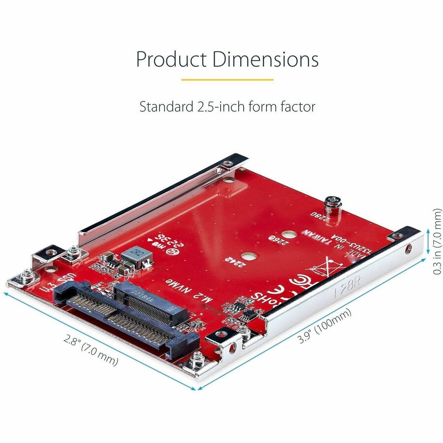 Alternate-Image7 Image for StarTech.com M.2 to U.3 Adapter, For M.2 NVMe SSDs, PCIe M.2 Drive to 2.5inch U.3 (SFF-TA-1001) Host Adapter/Converter, TAA Compliant