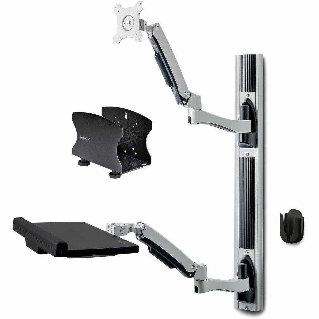 Main Image for StarTech.com Wall Mount Workstation, VESA Mount 22lb/10kg, Fully Articulating Monitor Mount & Keyboard Tray, Standing Desk w/PC Bracket