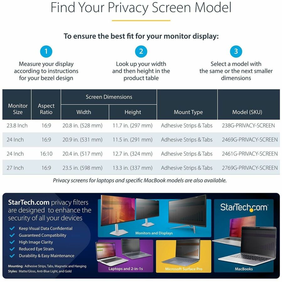 Alternate-Image4 Image for StarTech.com 27-inch 16:9 Gold Monitor Privacy Screen, Reversible Filter w/Enhanced Privacy, Screen Protector/Shield, +/- 30&deg; View Angle