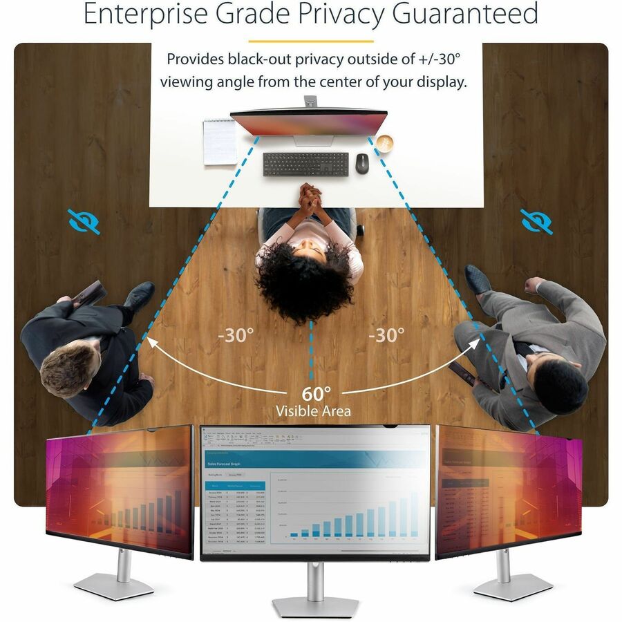 Alternate-Image1 Image for StarTech.com 27-inch 16:9 Gold Monitor Privacy Screen, Reversible Filter w/Enhanced Privacy, Screen Protector/Shield, +/- 30&deg; View Angle