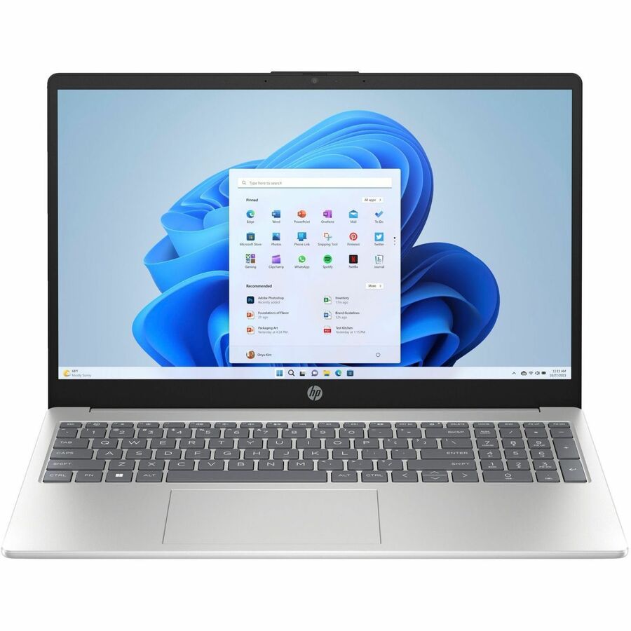 Front Image for HP 15.6" Notebook - Full HD - 1920 x 1080 - (Intel N-Series N100 Quad-core (4 Core) - 4 GB Total RAM - 128 GB Flash Memory - Natural Silver - Refurbished