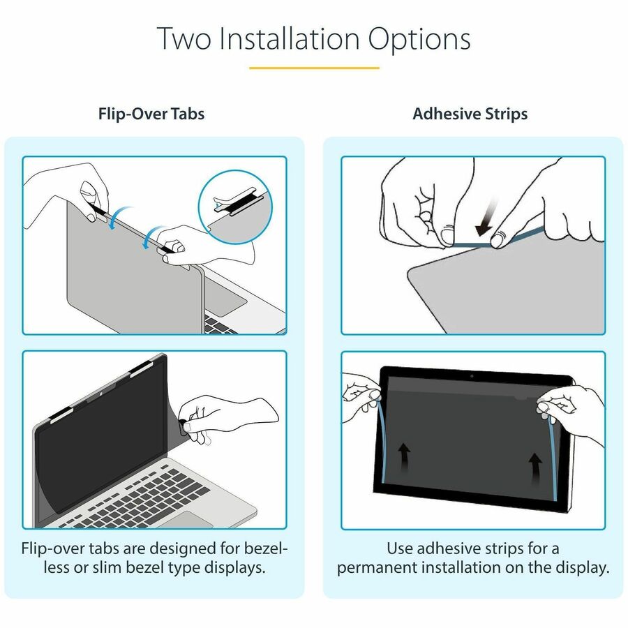 Alternate-Image6 Image for StarTech.com 14-inch 16:10 Flip-Over Privacy Screen w/Touch, Anti-Glare Privacy Filter, Laptop Monitor Screen Protector, Blue Light Filter
