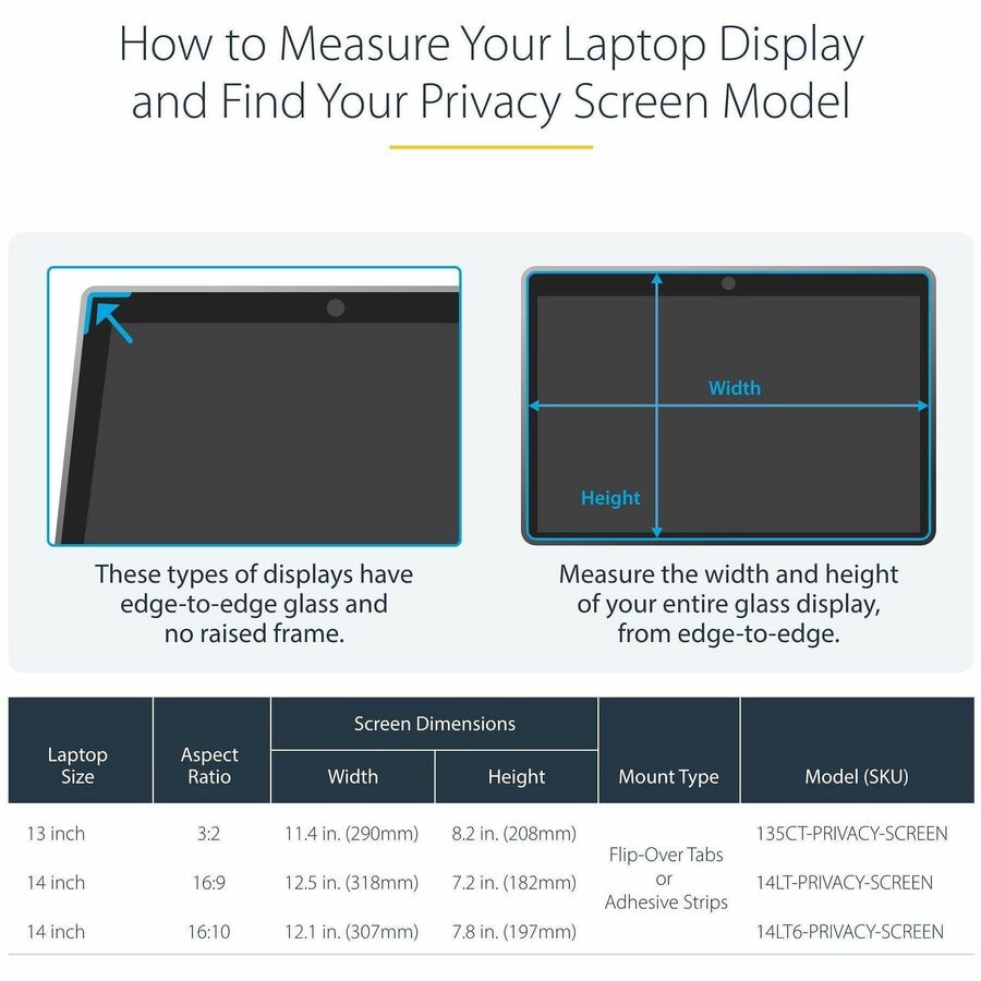 Alternate-Image5 Image for StarTech.com 14-inch 16:10 Flip-Over Privacy Screen w/Touch, Anti-Glare Privacy Filter, Laptop Monitor Screen Protector, Blue Light Filter