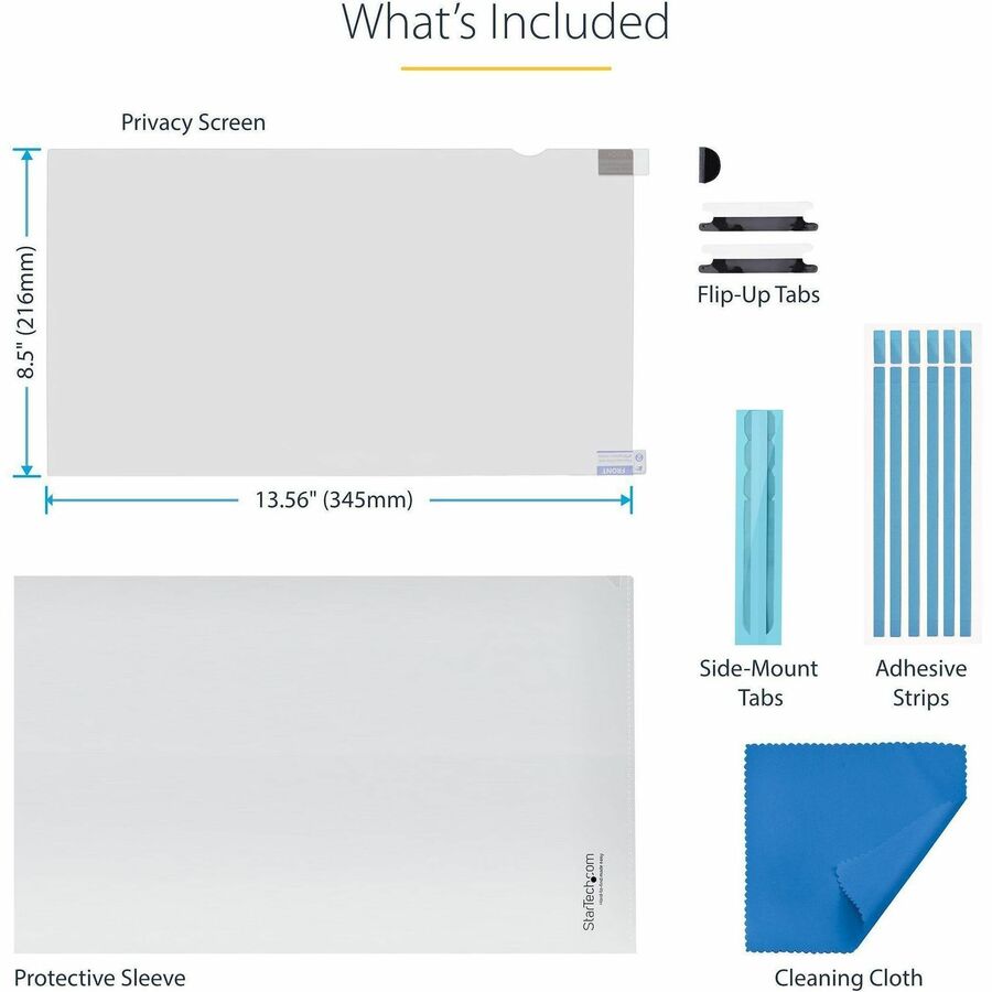 Alternate-Image8 Image for StarTech.com 16-inch 16:10 Flip-Up Privacy Screen w/Touch, Anti-Glare Privacy Filter, Laptop Monitor Screen Protector, Blue Light Filter