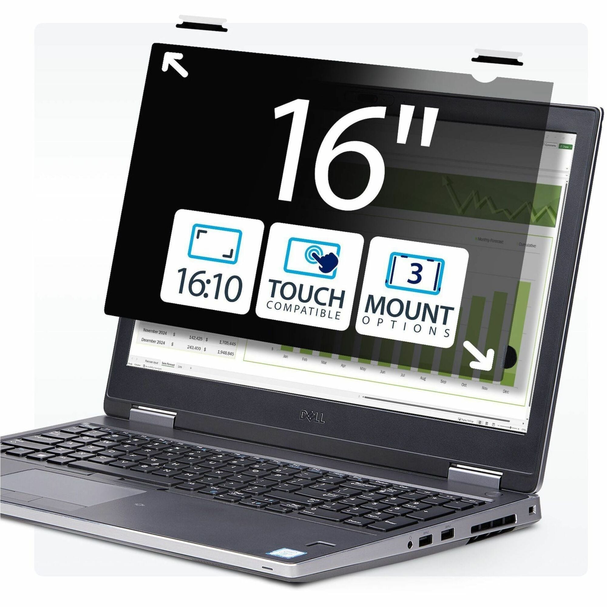Main Image for StarTech.com 16-inch 16:10 Flip-Up Privacy Screen w/Touch, Anti-Glare Privacy Filter, Laptop Monitor Screen Protector, Blue Light Filter