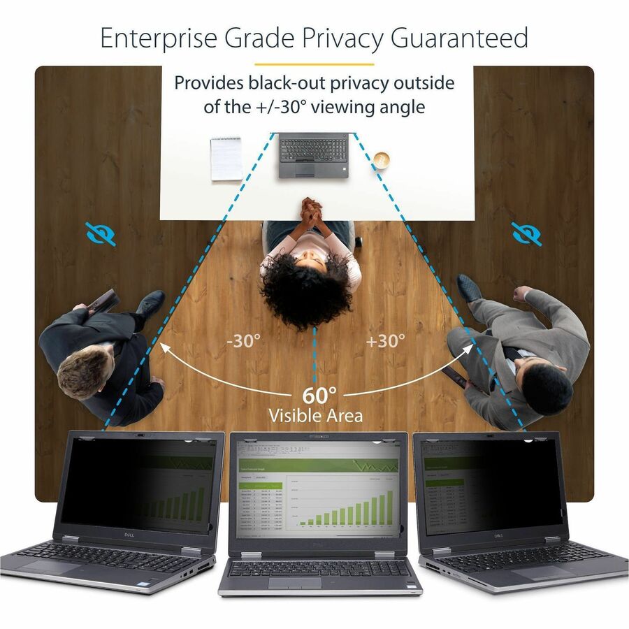 Alternate-Image1 Image for StarTech.com 16-inch 16:10 Flip-Up Privacy Screen w/Touch, Anti-Glare Privacy Filter, Laptop Monitor Screen Protector, Blue Light Filter