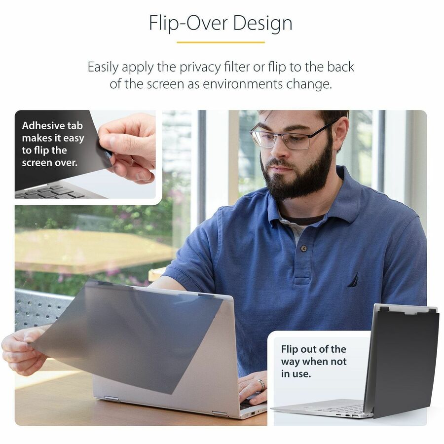 Alternate-Image2 Image for StarTech.com 13.5-inch 3:2 Flip-Over Privacy Screen w/Touch, Anti-Glare Privacy Filter, Laptop Monitor Screen Protector, Blue Light Filter