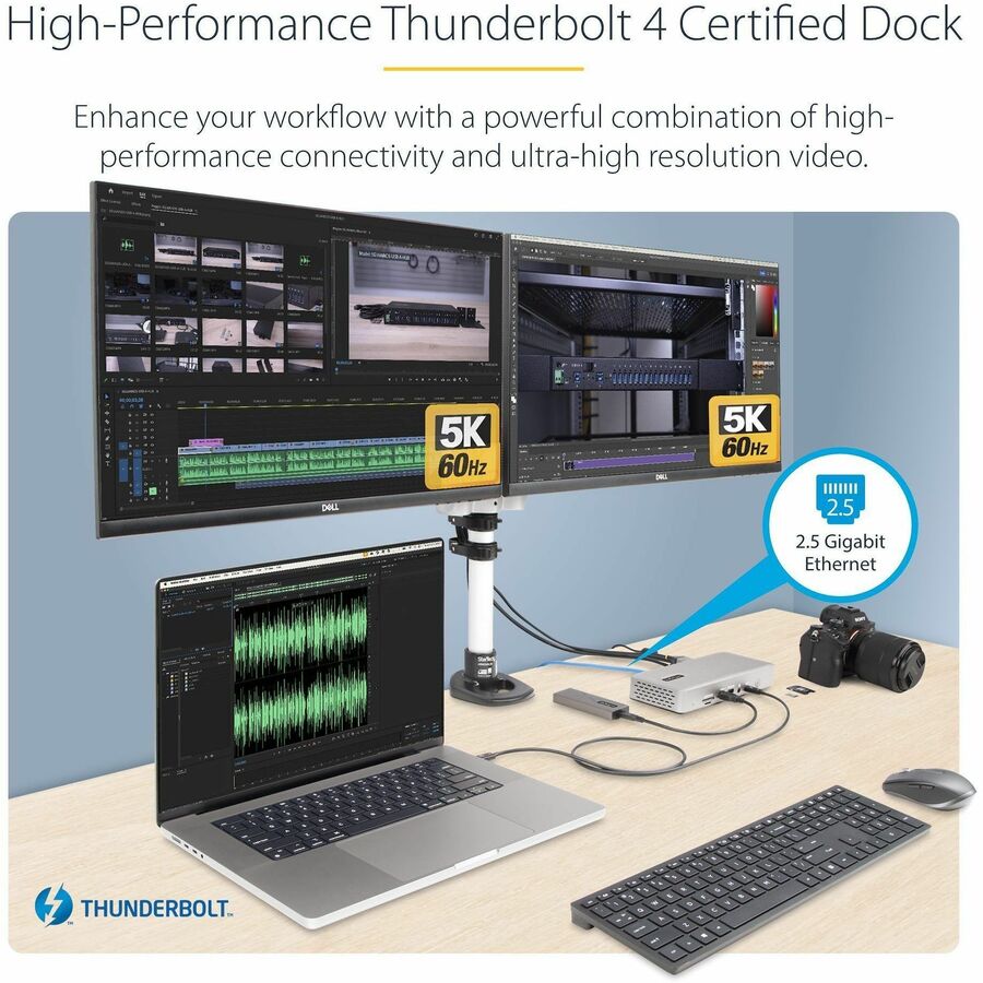 Alternate-Image1 Image for StarTech.com Universal USB4 & Thunderbolt 4 Docking Station, Quad Display on Windows, Dual Display on MacBook, HDMI DP Dock, 98W Charging