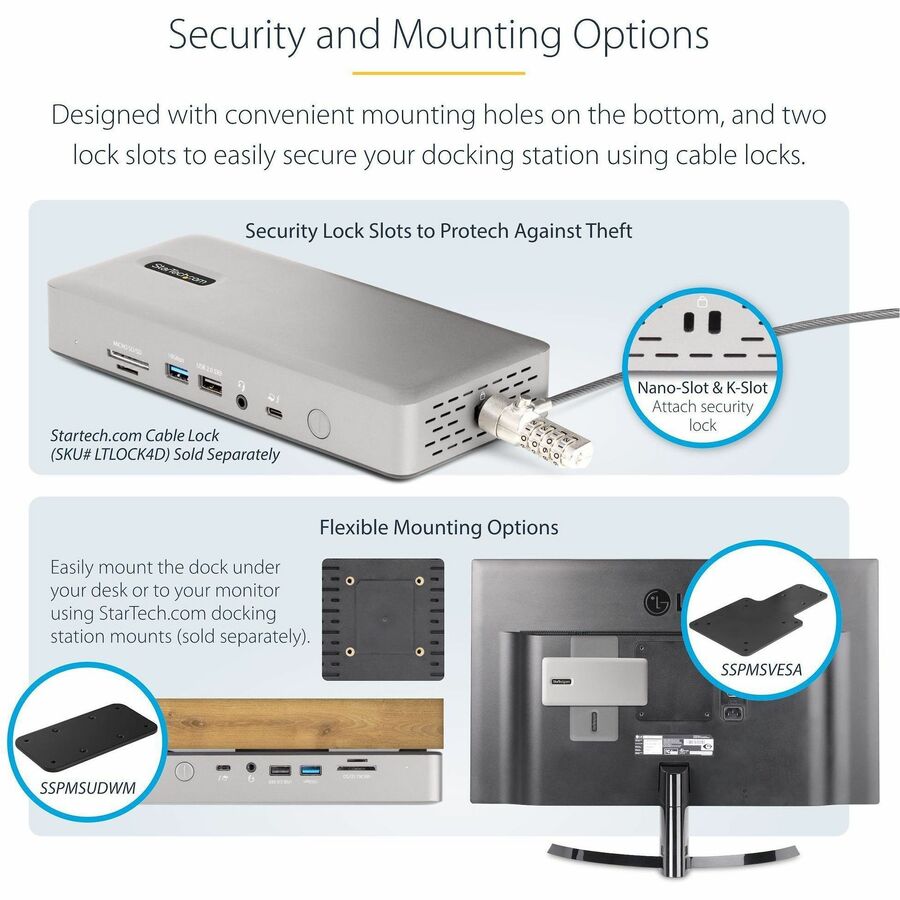 Alternate-Image6 Image for StarTech.com Universal USB4 & Thunderbolt 4 Docking Station, Quad Display on Windows, Dual Display on MacBook, HDMI DP Dock, 98W Charging