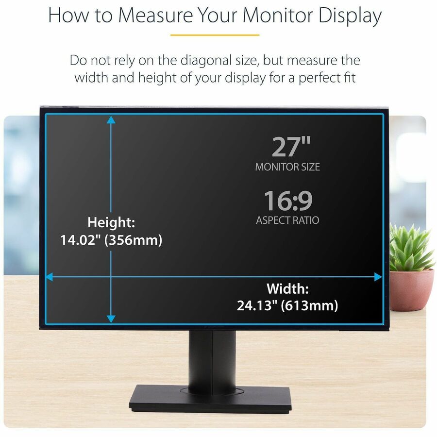 Alternate-Image3 Image for StarTech.com 27-inch 16:9 Computer Monitor Privacy Screen, Hanging Acrylic Filter, Monitor Screen Protector/Shield, +/- 30 Deg., Glossy