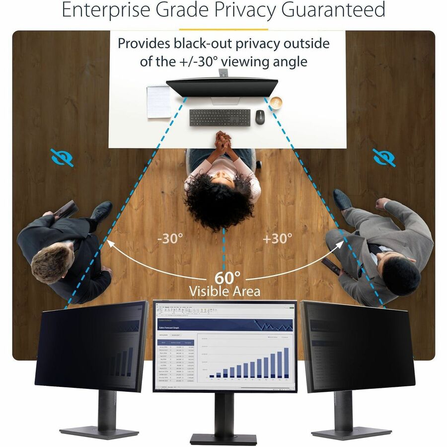 Alternate-Image1 Image for StarTech.com 27-inch 16:9 Computer Monitor Privacy Screen, Hanging Acrylic Filter, Monitor Screen Protector/Shield, +/- 30 Deg., Glossy