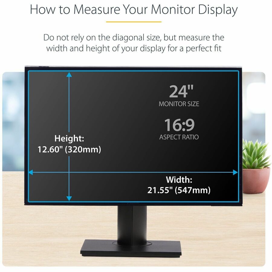 Alternate-Image3 Image for StarTech.com 24-inch 16:9 Computer Monitor Privacy Screen, Hanging Acrylic Filter, Monitor Screen Protector/Shield, +/- 30 Deg., Glossy