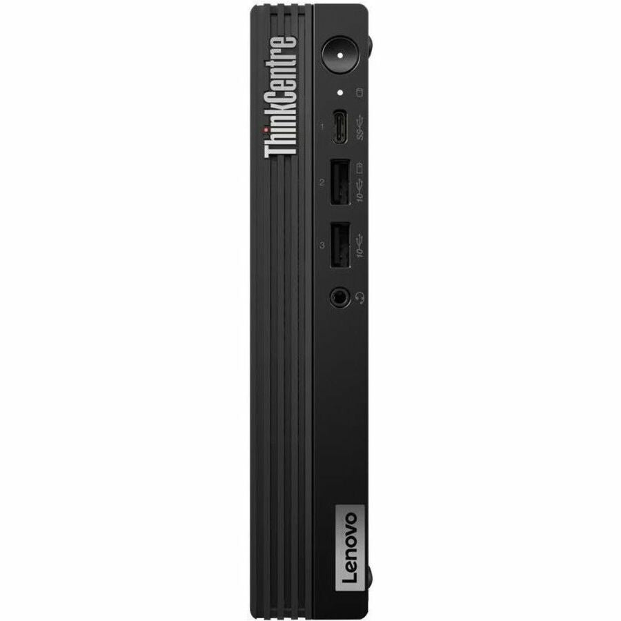 Front Image for Lenovo ThinkCentre M70q Gen 5 12TD001MUS Desktop Computer - Intel Core i3 14th Gen i3-14100T - 16 GB - 256 GB SSD - Tiny - Black
