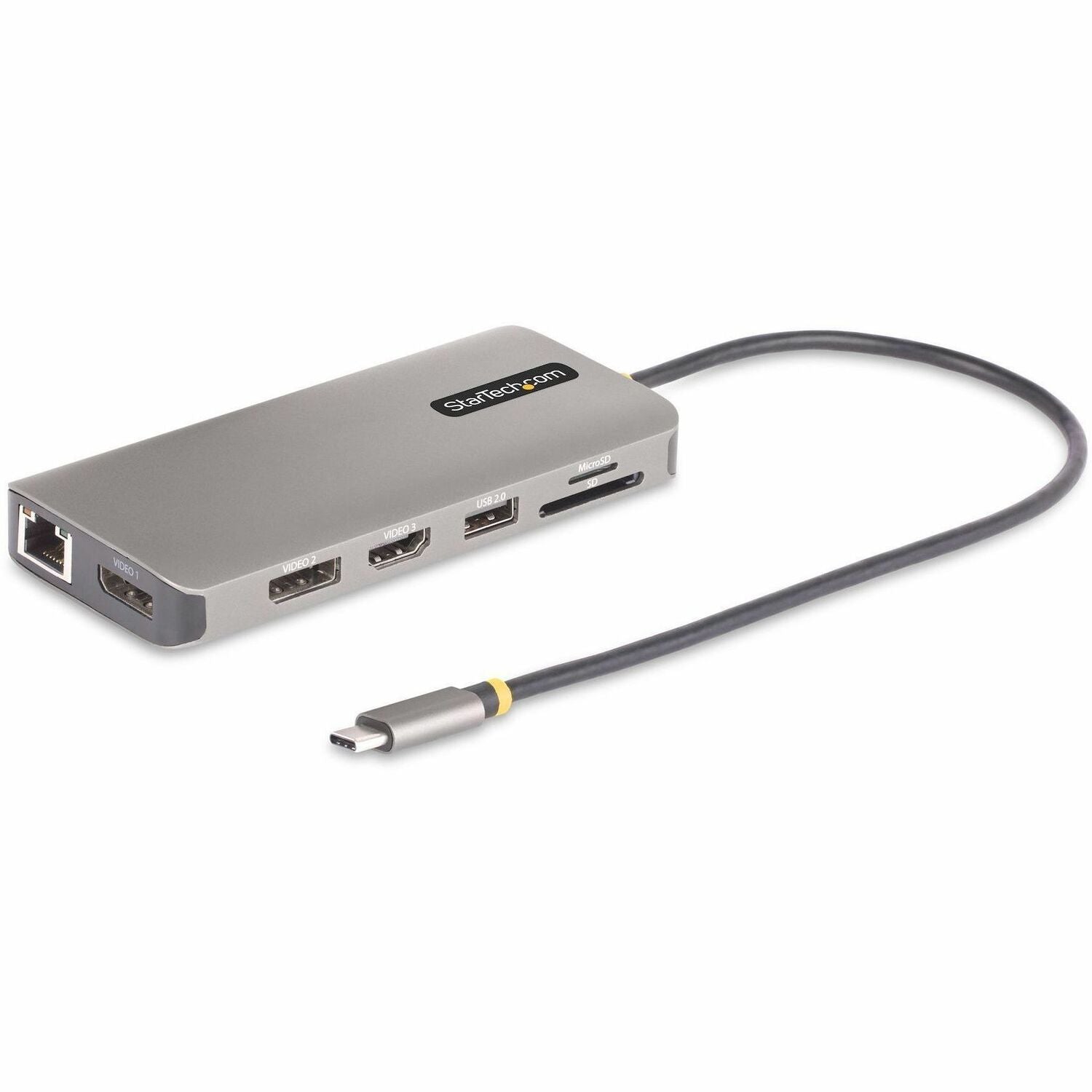 Main Image for StarTech.com USB-C Triple-Monitor Multiport Adapter, Dual 4K 60Hz + 4K 30Hz HDMI & DP, 4x USB-A, 100W PD Pass-Through, GbE, SD Card Reader