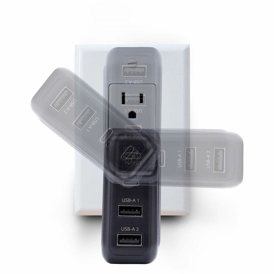 Alternate-Image6 Image for StarTech.com 100W USB-C Wall Charger, 2x USB-C, 2x USB-A, Fast Charging Portable GaN Power Adapter, PD 3.0, 6ft/1.8m USB-C to USB-C Cable
