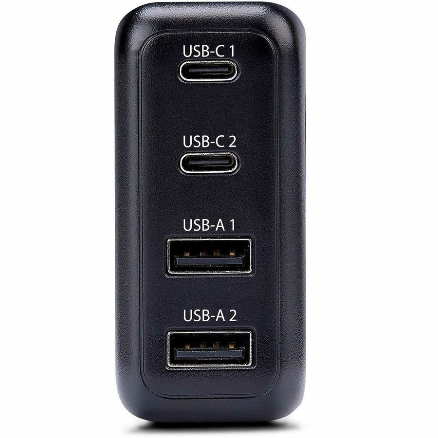 Alternate-Image3 Image for StarTech.com 100W USB-C Wall Charger, 2x USB-C, 2x USB-A, Fast Charging Portable GaN Power Adapter, PD 3.0, 6ft/1.8m USB-C to USB-C Cable