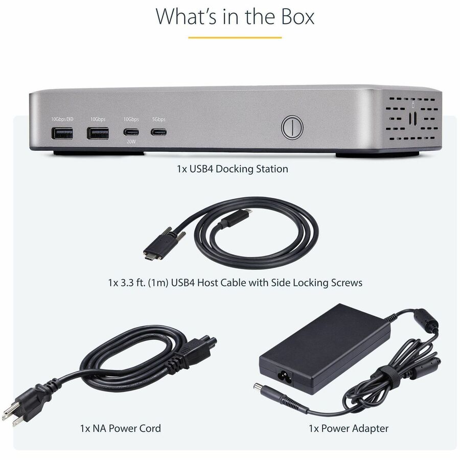 Alternate-Image8 Image for StarTech.com Dual-Monitor USB4 Docking Station, Dual 4K 120Hz or Single 8K 60Hz HDMI, 100W Laptop Charging, 2.5GbE, Driverless USB-C Dock