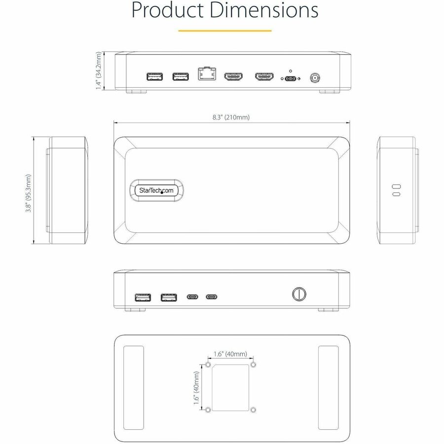Alternate-Image9 Image for StarTech.com Dual-Monitor USB4 Docking Station, Dual 4K 120Hz or Single 8K 60Hz HDMI, 100W Laptop Charging, 2.5GbE, Driverless USB-C Dock
