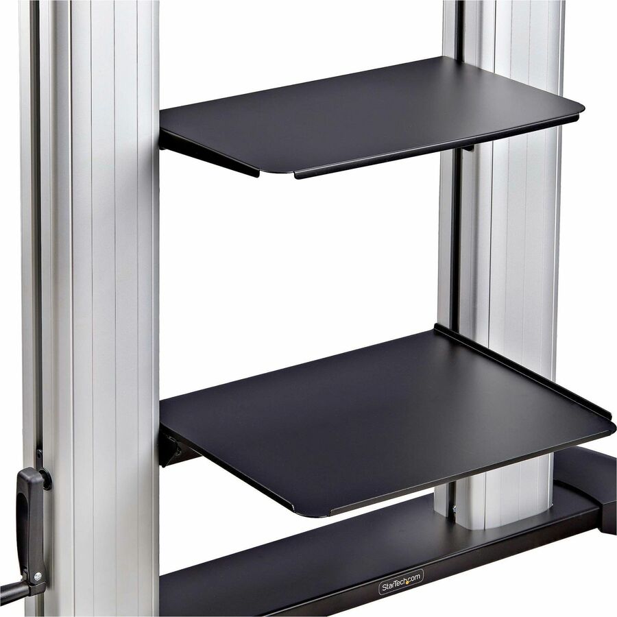 Alternate-Image6 Image for StarTech.com Rolling TV Cart/Stand On Wheels, For 60-100inch Flat Screens and 220lb, Height Adjustable Mobile Trolley Mount/Portable Stand