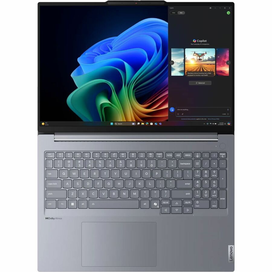 Alternate-Image2 Image for Lenovo ThinkBook 16 G7 QOY 21NH000JUS 16" Copilot+ PC Notebook - WUXGA - Qualcomm Snapdragon X Plus X1P-42-100 - 16 GB - 512 GB SSD - English (US) Keyboard - Luna Gray