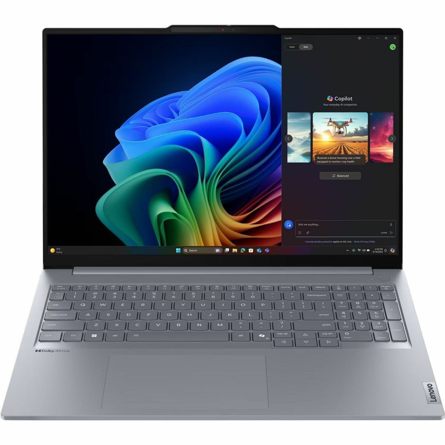 Main Image for Lenovo ThinkBook 16 G7 QOY 21NH000JUS 16" Copilot+ PC Notebook - WUXGA - Qualcomm Snapdragon X Plus X1P-42-100 - 16 GB - 512 GB SSD - English (US) Keyboard - Luna Gray