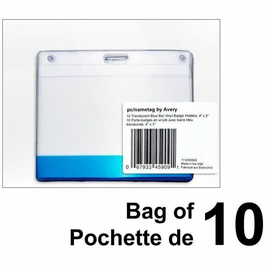 Avery Translucent Colour Bar Vinyl Name Tag Holders Pack of 10 Holders, Blue - 45909