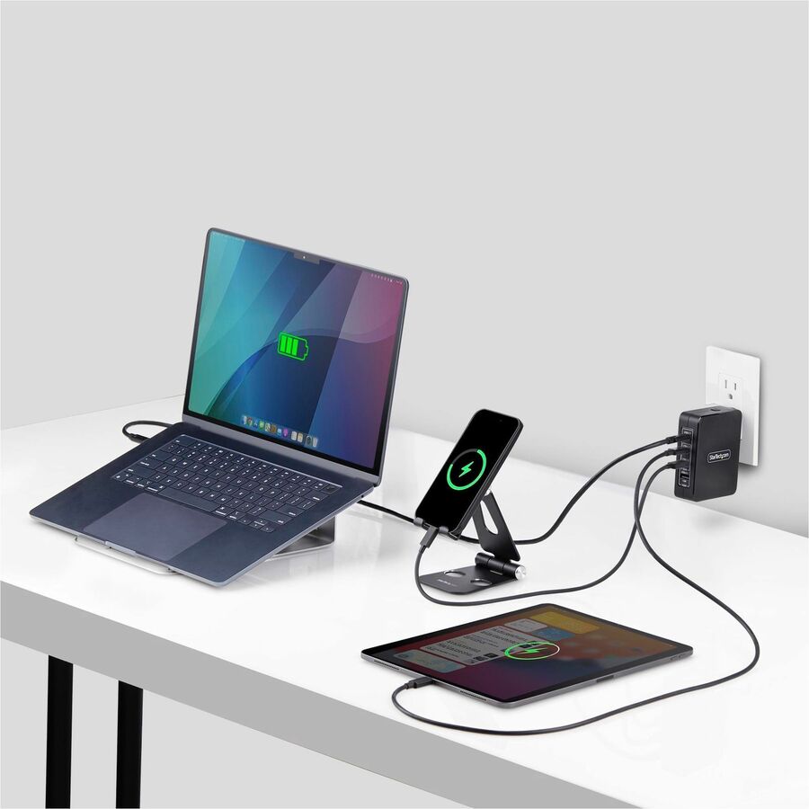 Alternate-Image8 Image for StarTech.com 140W USB-C Wall Charger, 3x USB-C/1x USB-A, PD 3.1 Portable GaN Power Adapter for MacBook Pro/Max/Dell XPS/Inspiron/Precision