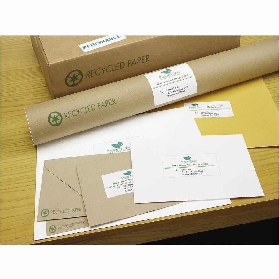 Avery&reg; Earth Friendly Rectangle Labels for Laser and Inkjet printers, 2 x 4" - 48163-NVXC