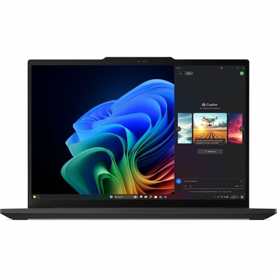 Front Image for Lenovo ThinkPad T14s Gen 6 21QX000MUS 14" Copilot+ PC Notebook - WUXGA - Intel Core Ultra 7 258V - 32 GB - 512 GB SSD - English Keyboard - Black