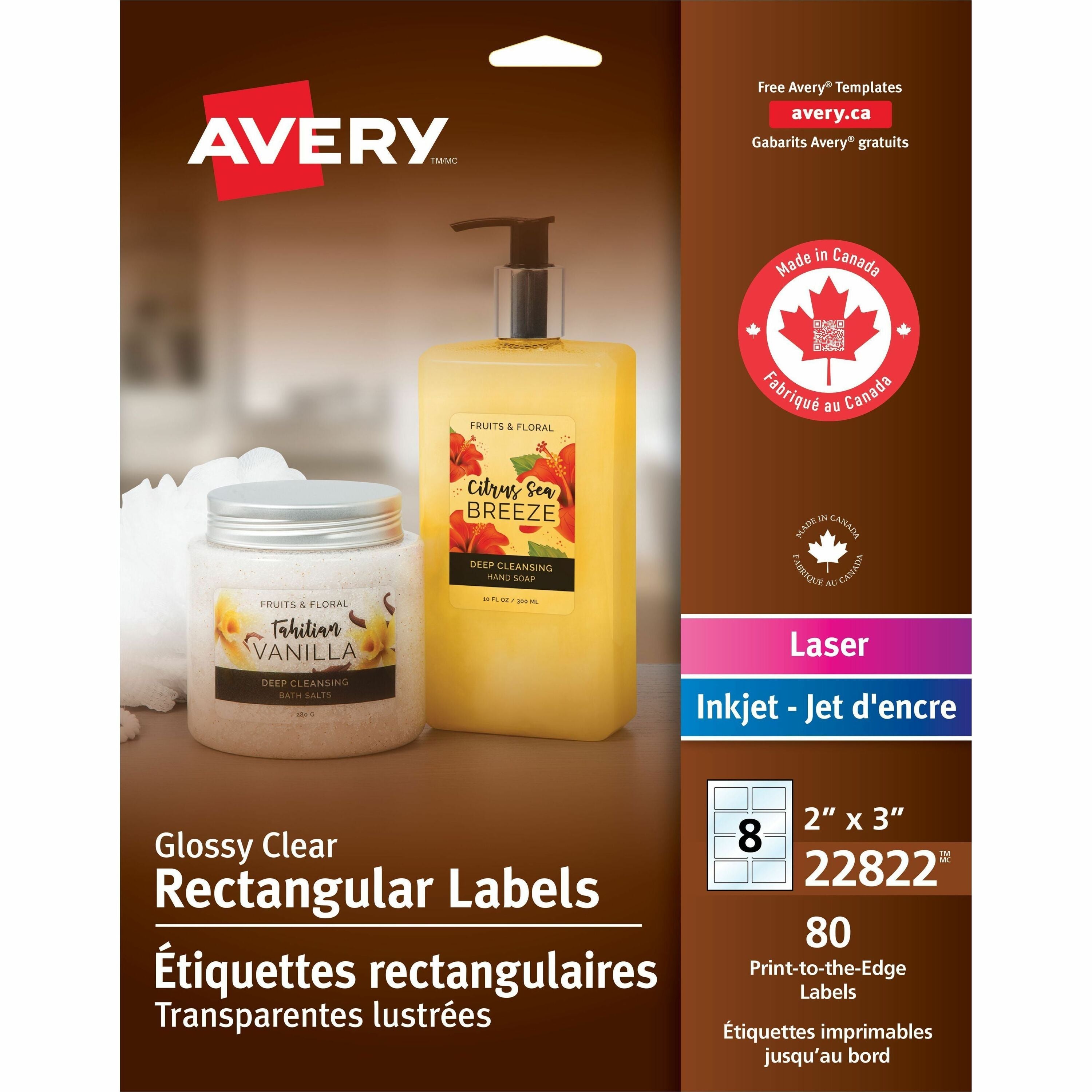 Avery&reg; Glossy Clear Rectangle Labels2" x 3"