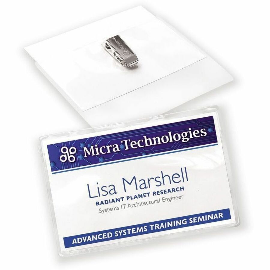 Avery&reg; Garment Friendly Clip Style Name Badge Kitfor Laser and Inkjet Printers - 74461-NVXC